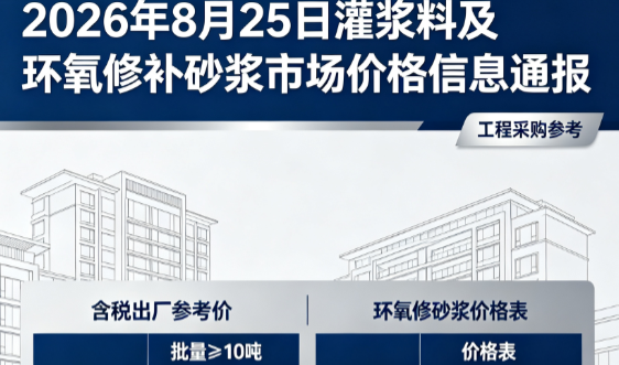 永州2026年8月25日灌浆料及环氧修补砂浆市场价格信息通报